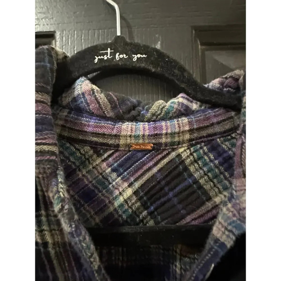 Free People Juniper Ridge Snap Side Plaid Button Down Shirt Top Size small - Picture 7 of 12